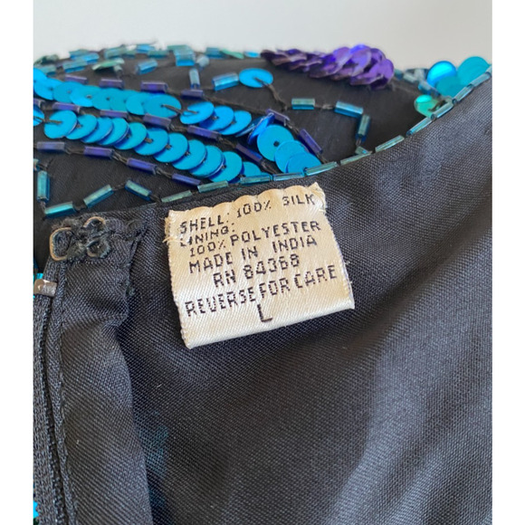 Vintage Retro 1980's Lawrence Kazar Fully Sequinned Evening Dress size Large - Picture 13 of 14